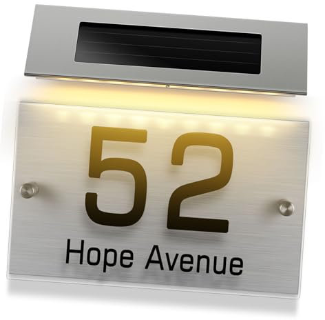 HOMSFOU 1set Lampada Solare Per Numero Civico Con Pannello Illuminazione Esterno Per Giardino Patio e Ingressi Luce Notturna Per Indirizzo Casa Con Led e Colore Misto
