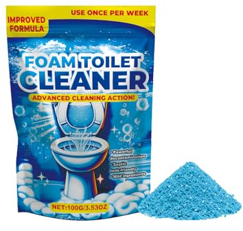 Polvo Autoactivable para Baño,Limpiador de Inodoro de Espuma Eficiente,Limpieza Profunda y Desodorante,para Inodoro Limpio y Brillante,100G
