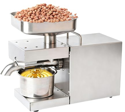 Pressa Olio Temperatura Regolabile Frantoio Elettrico Frantoio Macchina Per Pressatura A Caldo A Freddo Di Noce Olive Olio Di Lino Noci Arachidi Sesamo Mandorle Olio Resa Fino a 45% Argento