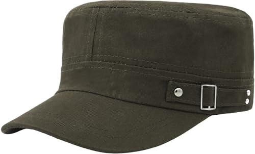 HIQUACC Military Flat Top Hat for Men Women Army Cadet Cap Baseball Cap
