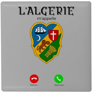 Fyrkantig keramisk kylmagnet - Algeriet kallar mig resekultur alger - format 5 x 5 cm dekorativ magnet souvenir för kylskåp och magnetisk tavla, tryckt i Frankrike