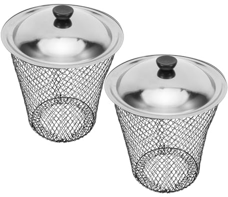 IWOWHERO Bidone Compostaggio Sotterraneo in Metallo con Coperchio, Set da 2 Contenitori per Vermi per Compost da Giardino, Bidone Esterno per Rifiuti Organici da Cortile con Aerazione
