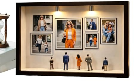 Generico Museum DIY låda träfigurer | Med 7 Små Affischer Och 8 Miniatyrfigurer För Museum Fotoramar Gör-det-själv För Hemmafester Bröllop Familj