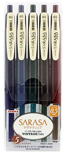 ZEBRA Penna a sfera inchiostro gel SARASA Clip 0.5 [Vintage 5 colori] (Giappone Import)