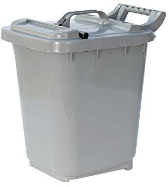 Kerbside Compost Caddy with Locking Lid - Silver Grey - for Food Waste Recycling (23 Litre) - 23L Plastic Composting Kerbside Bin