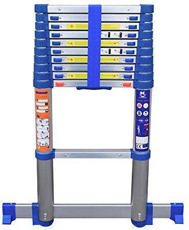 KELI - Echelle Télescopique 3,2m en Aluminium, Echelle Pliante Extensible Escamotable, Qualité Professionnelle, Certifiée à 150kg EN131 CE (320 CM)