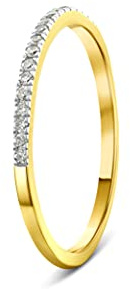 Anillo Veretta para mujer Miore, oro blanco auténtico oro amarillo 9KT 375 diamantes naturales Ct. 0,08. Auténtica eternidad de brillantes, alianza hipoalergénica., Oro amarillo, Diamante