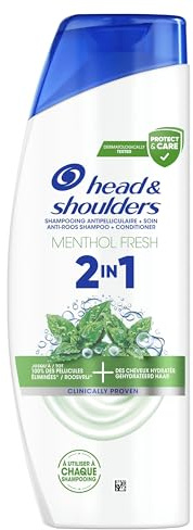 Head & Shoulders Menthol Fresh 2 en 1 Shampoing Antipelliculaire 400ml, Frais, Menthe