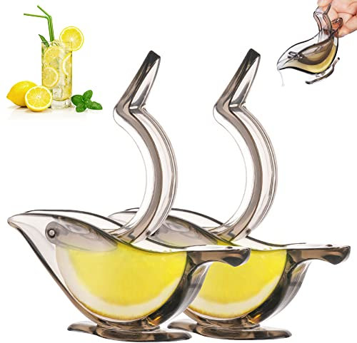 AUAUY Presse Citron Individuel Design Deluxe, Presse-Citron Presse-Agrumes Manuel Presse à Main Vaisselle en Acrylique Vaisselle de Service Transparente(2PCS Gris)