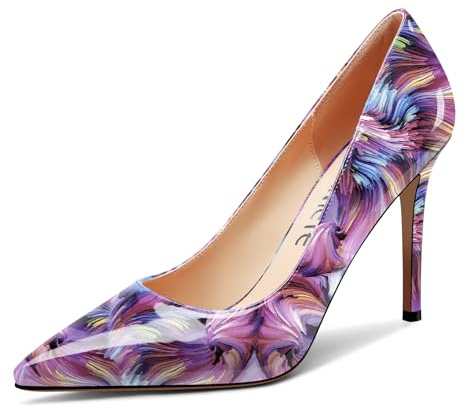 Castamere Femmes Fermé Pointu Bout Aiguille Haut High Talon Heel Slip-on Bureau Escarpins Classique Décontracté Chaussures 10 CM Heels Vortex Violet 41 EU