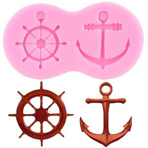 XMOLDNMS Stampo in silicone a forma di ancora, timone, per decorazione torte, cupcake, cioccolato, caramelle, argilla polimerica, pasta di gomma