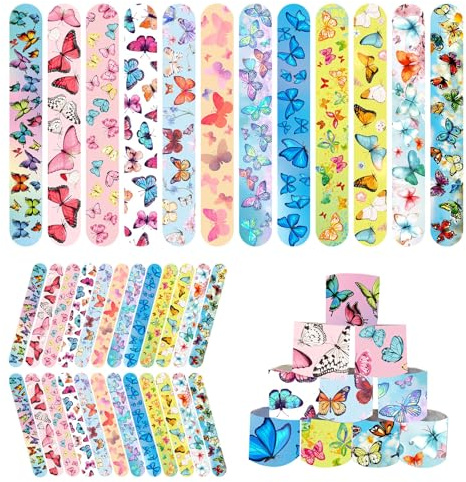 Mienocol 24 pulseras de mariposa para niños y niñas, relleno de bolsas de fiesta temática de mariposa, regalos de fiesta de cumpleaños, premios de aula, regalos de Navidad