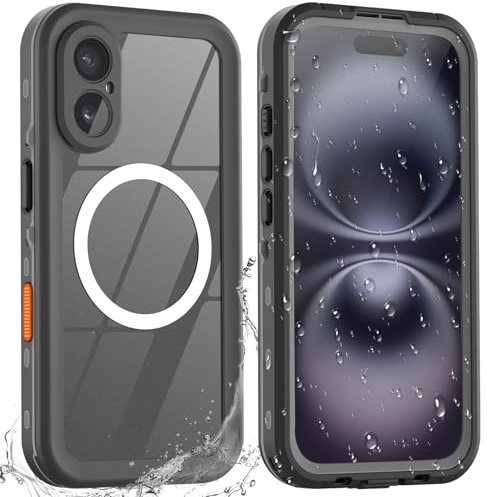 BDIG Coque étanche pour iPhone 16 (6.1),Protection à 360 degrés,écran Protecteur intégré, étui Antichoc IP68,Compatible avec iPhone 16 (6.1) Noir