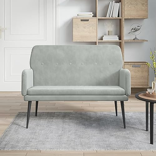 ShGaxin Panchina, panche Baul per camera da letto, panchine, panchine, panche per cucina, panca ausiliaria cucina, panchina, spogliatoio, in velluto grigio chiaro, 108 x 79 x 79 cm