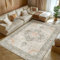 BSGIFT Boho Teppich 140x200 Waschbarer Wohnzimmer Schlafzimmer Kurzflor Teppich rutschfest für Esszimmer Schlafzimmer Küche Weicher Carpet, Beige