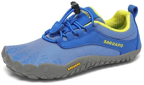 SAGUARO Niños Niño Niña Zapatillas Barefoot Zapatos Minimalistas Transpirables Calzado Barefoot Antideslizante Zapatillas de Trail Running Dodger Azul,Gr.24