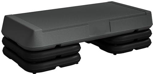 SPORTNOW Stepper aérobic fitness, hauteur réglable 3 niveaux 10/15/20 cm, surface antidérapante, léger et compact, plastique, gris