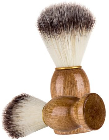 CALLARON Brocha De Afeitar Mango De Madera Natural y Pelo De Nailon Herramienta Profesional De Salón Cuidado Facial y Cabello Mojado De Hombres