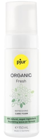 pjur ORGANIC Fresh (150 ml) – intim vård rengöringsskum – enkel användning utan vatten – parfymfri
