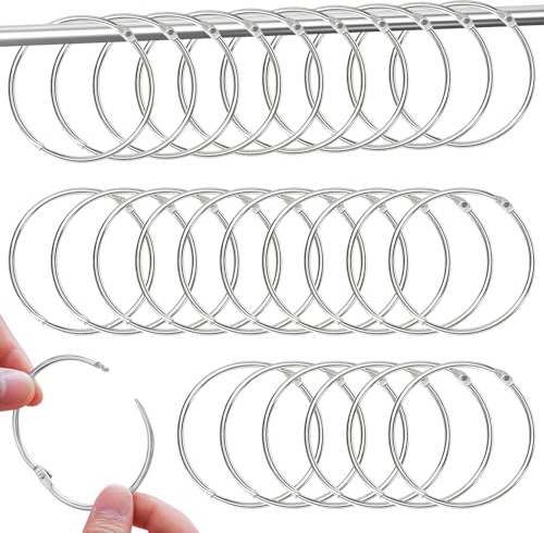 40 Stück Gardinenringe Zum Öffnen Vorhangringe Metall Vorhang Hängend Ringe Duschvorhang Ringe für Gardinenstange 50mm Durchmesser für Schlafzimmer Badezimmer Curtain Rings Silber Vorhang Hakenringe
