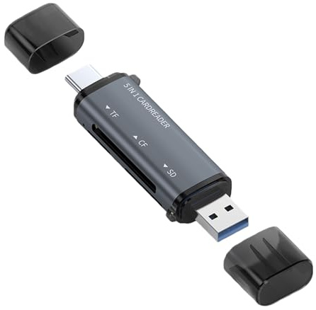 Oxtxuzdm Lettore di schede USB 2.0 di tipo C ad alta velocità che supporta schede di memoria Connessione senza soluzione di continuità del dispositivo Alloggiamento in alluminio Lettore di