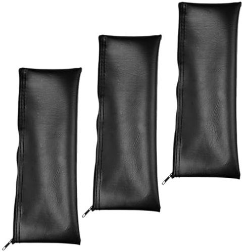 HOODANCOS Estuche para Micrófono de Viaje, Bolsa de PU Negra Cremallera, Protege contra Polvo y Golpes, Adecuado para Organizar Accesorios, 3 Piezas