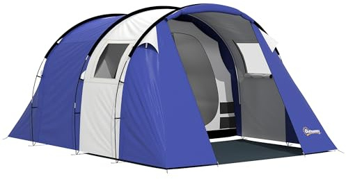 Outsunny Tente de Camping pour 4 Personnes Imperméable 3000mm Bleu Foncé