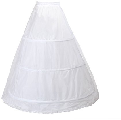 TUKA Enagua 3 Aros, Largo Miriñaque, Crinolina Boda, Aros Ajustable, tamaño L, Conveniente para el EU tamaño 42 - tamaño 52, Blanco, TKB0005-White-X