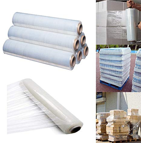 Set di rotoli di pellicola per pallet, 400 mm x 250 metri, trasparente e termoretraibile, per imballaggi, Pack of 2, Clear / Transparent, 2