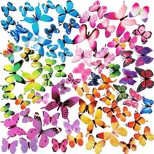 120 Stück Schmetterling-Wandaufkleber, 3D-Schmetterling-Dekor für Wand, abnehmbare Wandsticker für Heimdekoration, Kinderzimmer, Schlafzimmer, Dekor, DIY Kunst