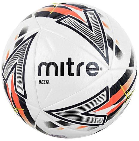 Mitre Delta Football | Highly Durable | Enhanced Accuracy and Consistency, White/Black, 4