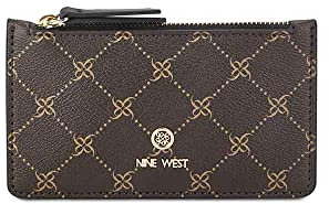 Nine West Damen Linnette Coin Card Case Wallet, Braun/schwarzes Logo, Einheitsgröße