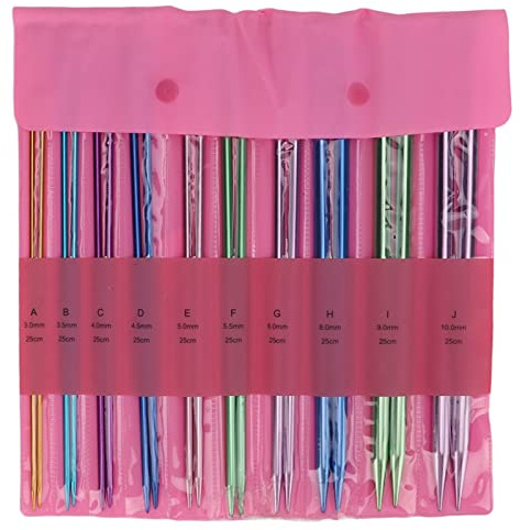 AILOOCEDI Set di ferri da maglia, Set Ferri da Maglia in Acciaio Inossidabile, Ferri da Maglia Color Alluminio da 25 Cm, Ferri da Maglia in a Punta Singola per Maglione Lavorato a