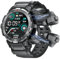 paazomu New 3 in 1 Smart Watch for Men with TWS Headset Rugged Military Bluetooth Call Fitness Tracker IP67 Waterproof for Android iOS (Black)