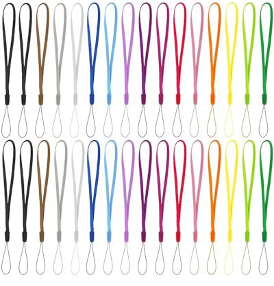 UYRVAPE 32pcs Cordón con correa para muñeca para teléfono celular, Correa de muñeca de mano, Correas de muñeca coloridas para teléfono móvil, unidad flash USB, Mp3, Mp4, y cámara mini