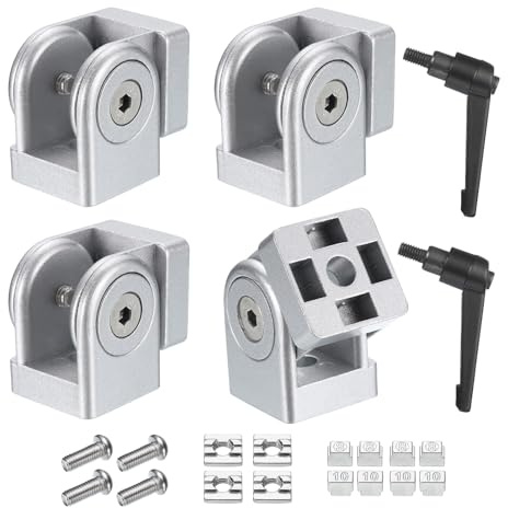 uxcell 2Pcs Die-Cast Aluminum Pivot Joint 180°Adjustable Flexible Pivot Joint Connector with M8 Screws for 3030 Series Aluminum Extrusion Profile, Aperture 8mm, Silver Tone