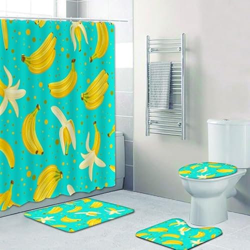 Badezimmermatte Türkisgelb Bad Teppiche Set 3 Teilig,rutschfeste Bath Mat(45x75cm)+U-Typ Wasseraufnahme Badmatte+Schnelltrocknend Badematte Teppich