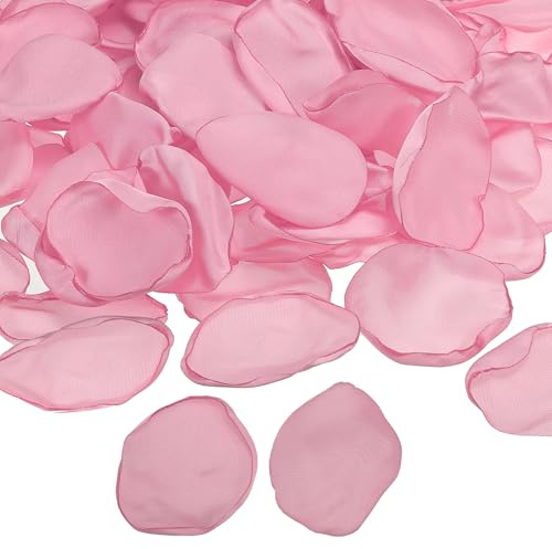 PATIKIL Rosblad i silke, 400 st konstgjorda blomblad falska rosenblad för bröllop gång utspridd brud dusch bordsdekor romantisk nattdekoration, rosa