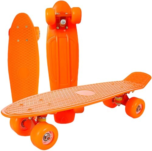 Skateboard för barn barn pojkar vuxna 54 cm super slitstark plast retro stil skateboard minikryssare med lager färgade hjul, blandade färger slumpmässig färg