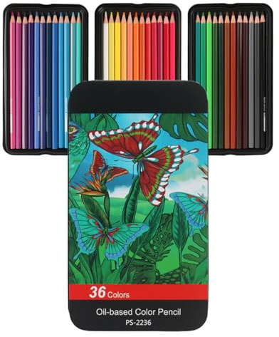 ZONADAH Buntstifte, 36 Stück, Ölfarbstifte, Künstlerstifte, buntes Bleistiftset mit Box, 36 zum Zeichnen, Skizzieren, Malen, Malbuch