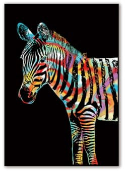 Kratzbilder Erwachsene Magic Rainbow Kratzpapier Kunstkartons Animal Series Scratchboard für Kinder Kratzbilder DIY Bastelsets,Schwarzes Scratch Art Papier Kratzpapier DIY Crafts Decor,40*28cm Zebra