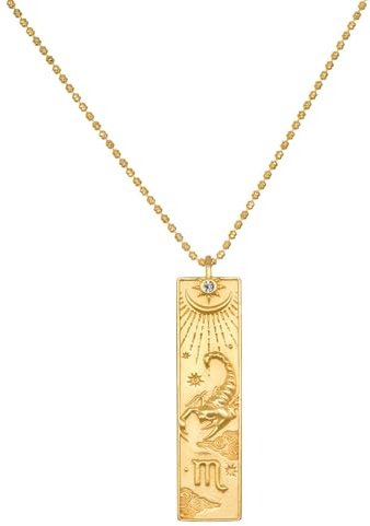 immerFancy Gold Scorpio Zodiac Sign Tarot Card Necklace for Women Men, Vintage Totem Pole Charm 12 Constellation Pendant Necklaces Trendy Astrology Horoscope Unisex Jewelry Birthday Gift