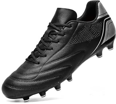 HaloTeam Football Boots Men's Outdoor Spike Cleats Soccer Shoes Professional Athletics Trainers Sneakers Teenager Football Shoes,Black,6 UK