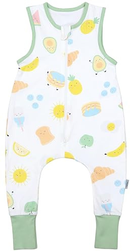TupTam Saco de Dormir Bebé con Piernas – Saco Bebé Dormir Verano 0.5 TOG, Algodón OEKO-TEX, Motivos de desayuno, 80-86