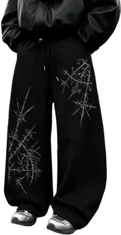 Pantalon de jogging Y2K pour homme - Imprimé gothique foncé - Pantalon de survêtement - Pantalon de survêtement - Streetwear - Baggy - Pantalon de course - Vintage - Jambes larges - Pour punk, hip hop