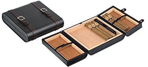 HUMIDOR UMIDIFICATORE DA VIAGGIO DOPPIO IN SIMILPELLE NERO LUBINSKI
