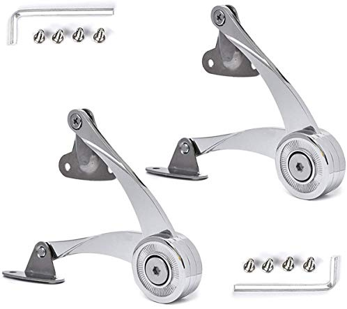 QBOSO Lid Support Hinge in Satin Nickel Folding Lid Stay Hinge with Soft Close, Perfect for Toy Box/Drawer/Window/Wardrobe/Cabinet Door,22lb(Scimitar Style 1pair)