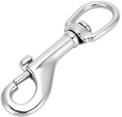 Ganchos de Seguridad giratorios, Gancho de Acero Inoxidable 316 Gancho de Plata Redondo con Cierre de Ojo Gancho para Cadena de Mascotas de Buceo(101mm)