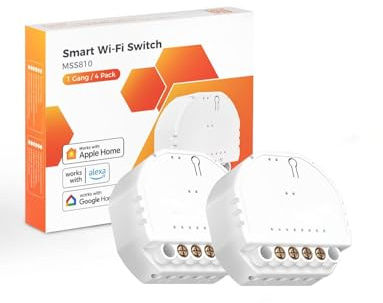 Refoss Mini Smart Lichtschalter, kompatible mit Apple HomeKit, Alexa & Google Home, Relais Modul, 1-Wege-Lichtschalter, Wandschalter, 2.4GHz, 250V 10A, 2 Stück