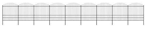 vidaXL Recinzione da Giardino con Punta a Lancia in Acciaio 1603,5x200 cm Nero